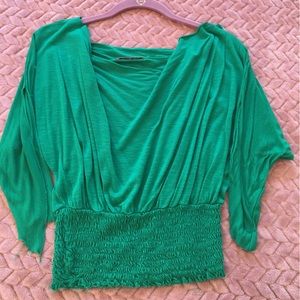 Bright green Blouse with cinched waist